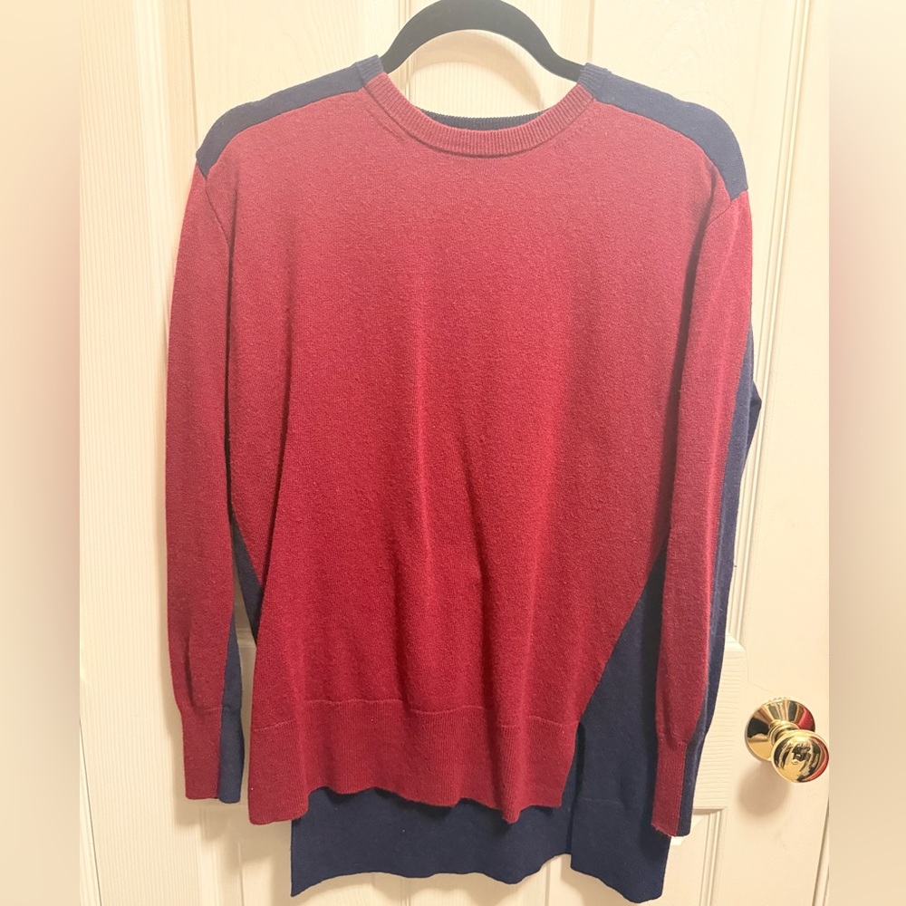 J. Crew Burgundy and Navy Crewneck Sweater
